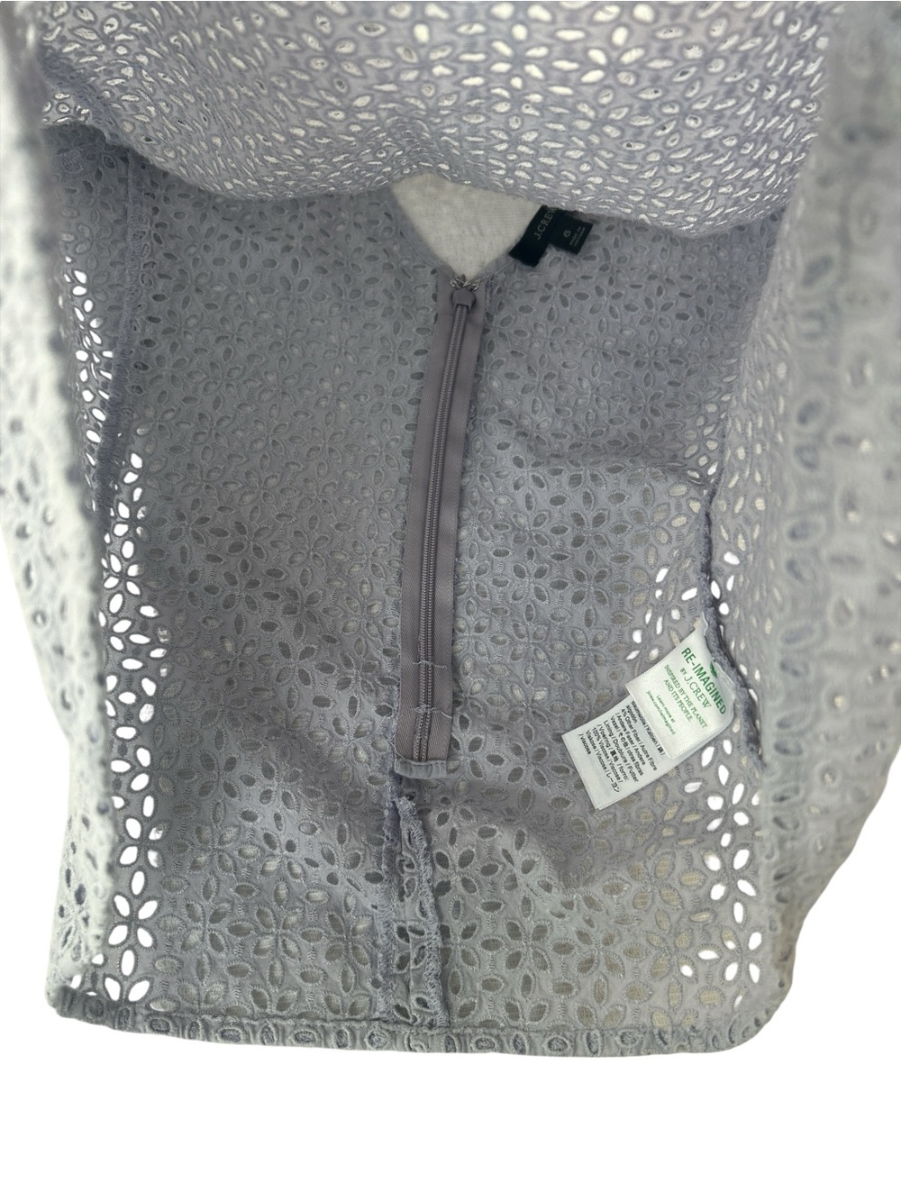 J. Crew Lavender V-Back Eyelet Short-Sleeve Blouse - Picture 7 of 7